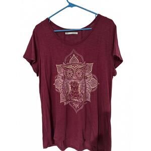 Maurices Burgundy XXL T-Shirt with Owl Graphic